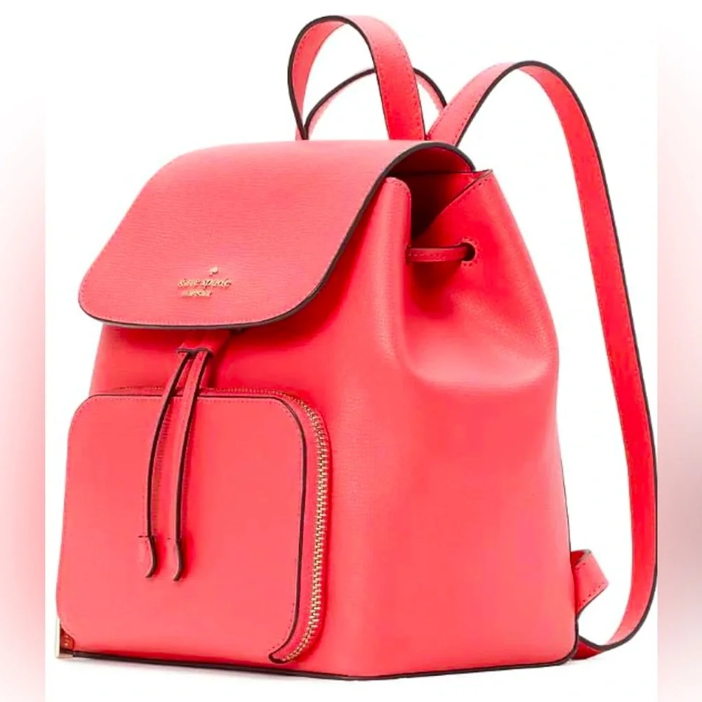 Kate Spade Kristi Medium Flap Leather Backpack in Bright Pink Peppe KA695